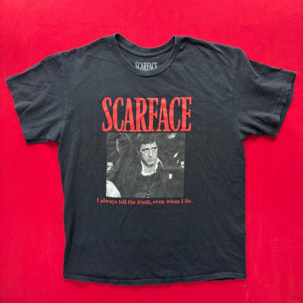 Scarface Tony Montana Graphic T-Shirt Mens Large Black Movie Quote VTG STYLE Y2K